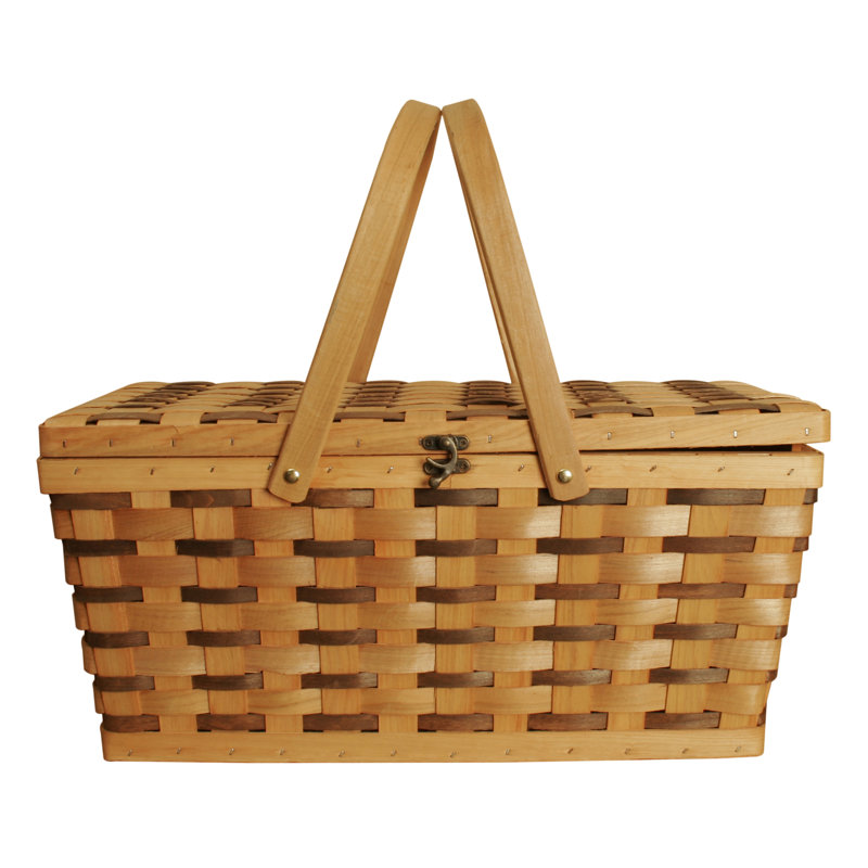 WaldImports Tuscana Wooden Weave Picnic Basket Wayfair